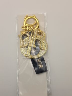 GWP Gold Crystal Logo Key & Card Holder Charm with Ribbon